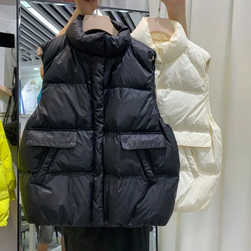 

Пуховик женский короткий на осень и зиму, новинка 23, модный универсальный маленький наружный жилет, легкий жилет, безрукавка