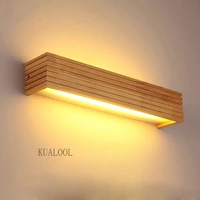 japanese style wooden wall lamps led lights bedroom bed lamp minimalist bathroom mirror wall sconce solid wood light fixtures