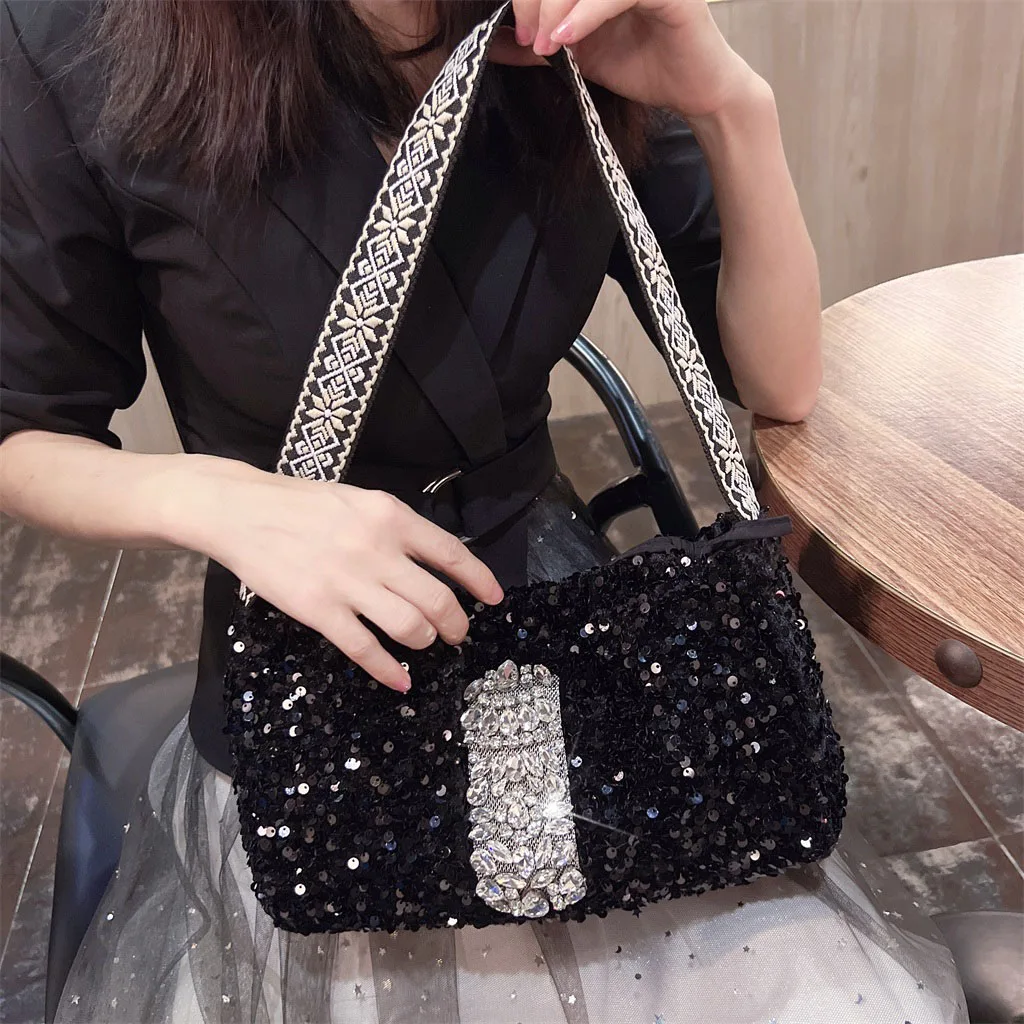 Роскошная сумка для пельменей с блестками и бриллиантами женская модная на одно