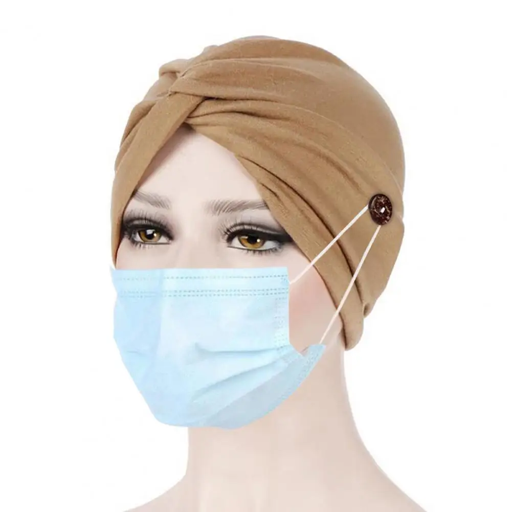 

Cap Button Design Breathable Cotton Cross Twist Cap for Daily Wearing