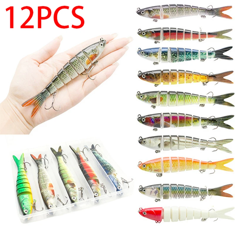 

12PCS/Set 13.5cm/23g Sinking Wobblers Fishing Lure Jointed Crankbait Swimbait 8 Segment Hard Artificial Bait Fishing Tackle Lure