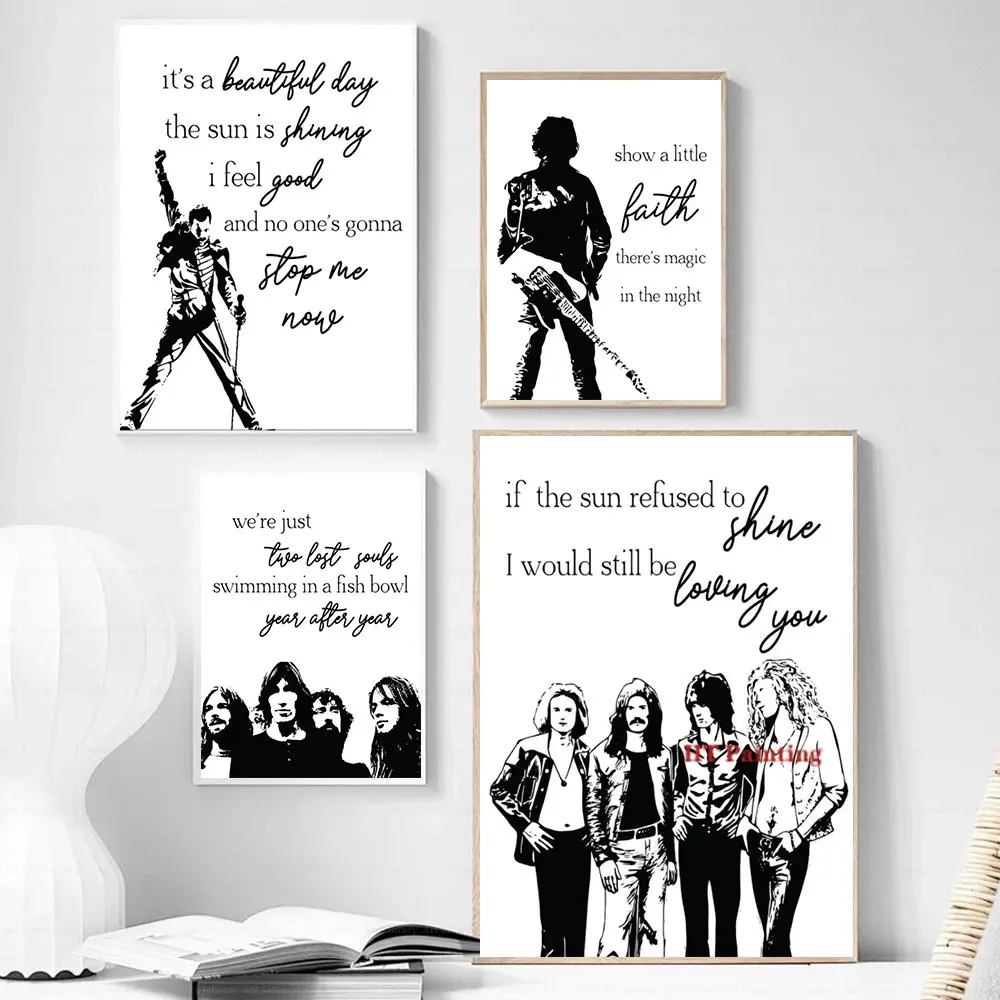 Классический постер рок-группы вдохновляющие музыкальные цитаты напечатанные