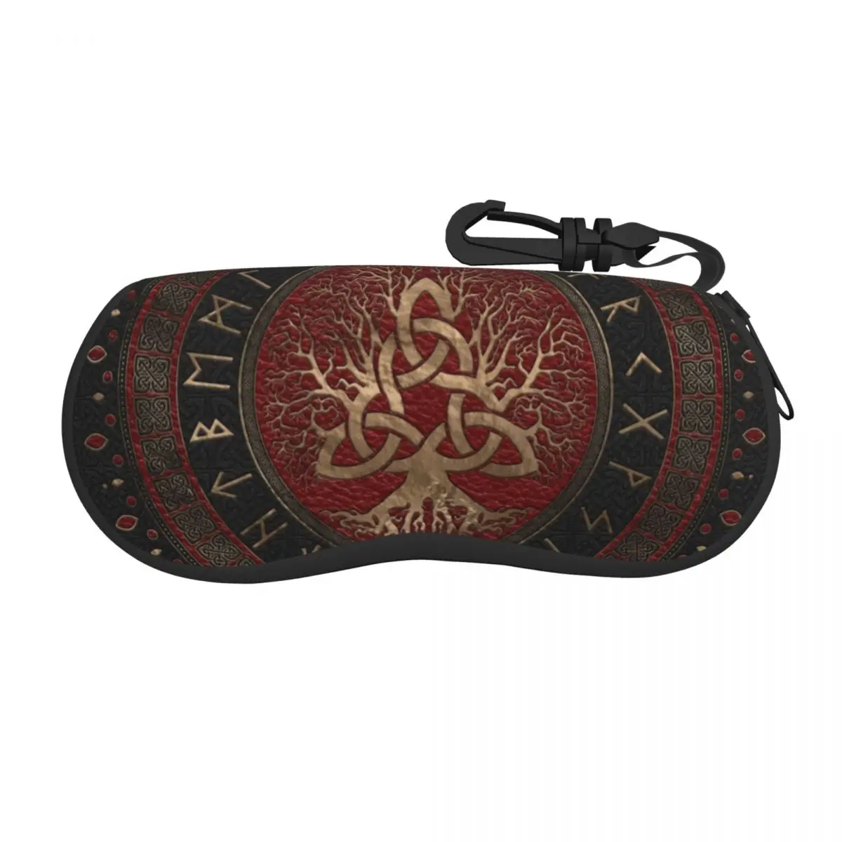 

Tree Of Life With Black Red Leather And Gold Shell Glasses Case Cool Norse Yggdrasil Eyeglasses Case Sunglasses Protector Box