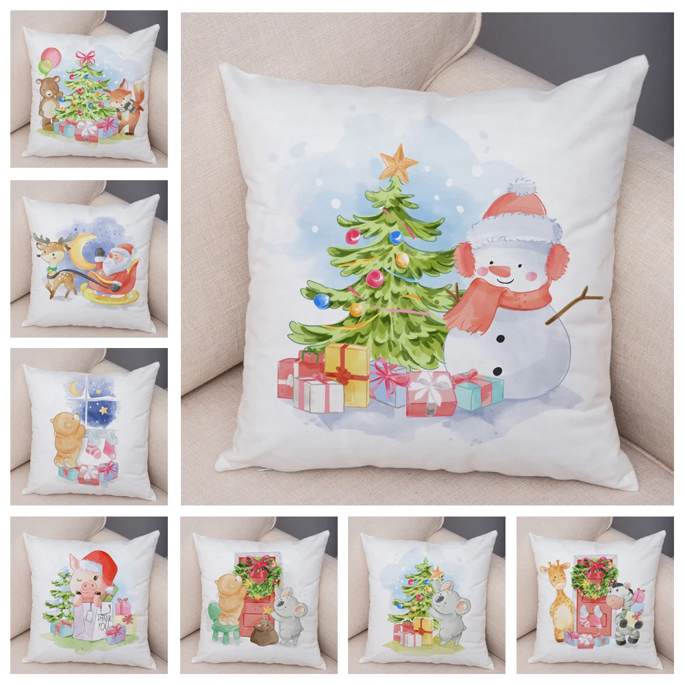 

Cute Cartoon Christmas Animal Cushion Cover Decoration Santa Claus Pillowcase Children's Room Sofa Home