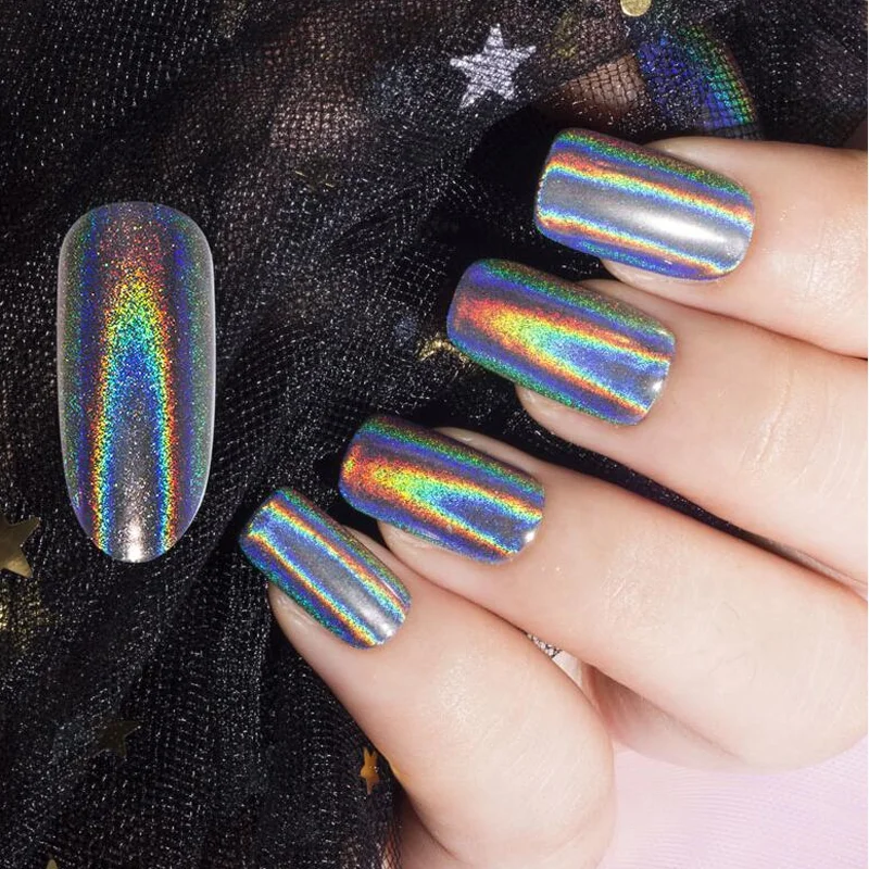 

0.5 g High Quality Magic Mirror Powder Rainbow Holographic Laser Powder Nail Art Holo Dip Powder Mirror Polishing Chrome Pigment
