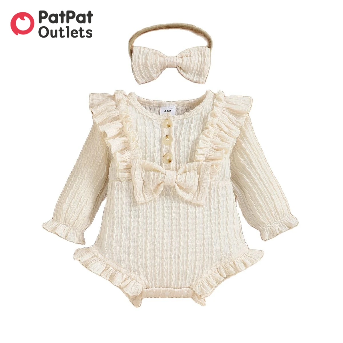 

PatPat Baby Girl Clothes New Born Overalls Jumpsuits Solid Button Rib Knit Newborn Romper Bodysuit with Headband 2pcs Set