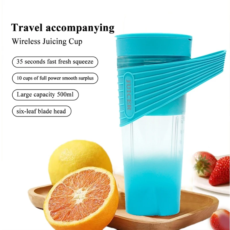

400ML Smoothie Juicers Cup USB Rechargeable Home Travel Personal Size Electric Fruit Mixers -Blue
