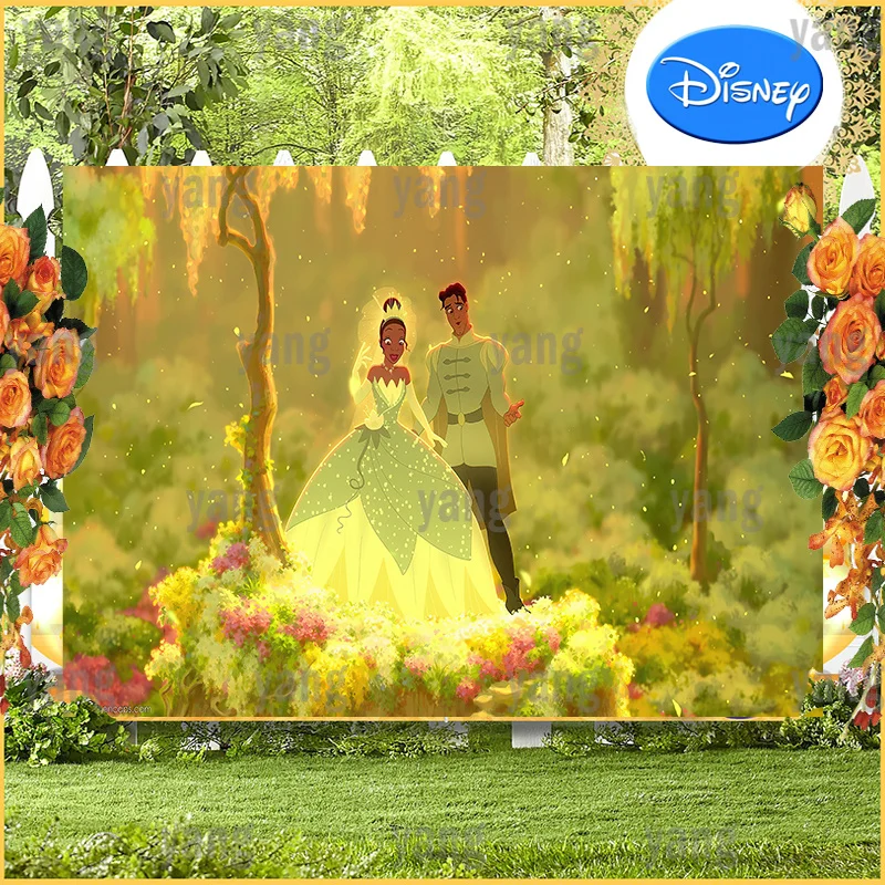 Disney Warm Forest Wedding Backdrop Lovely Baby Shower Princess Tiana and The Frog Girl Happy Birthday Party Banner Background
