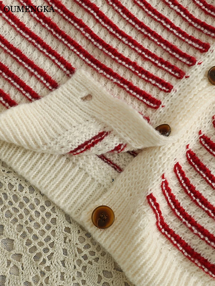Модный милый Стильный вязаный короткий кардиган OUMENGKA свитер с длинными рукавами