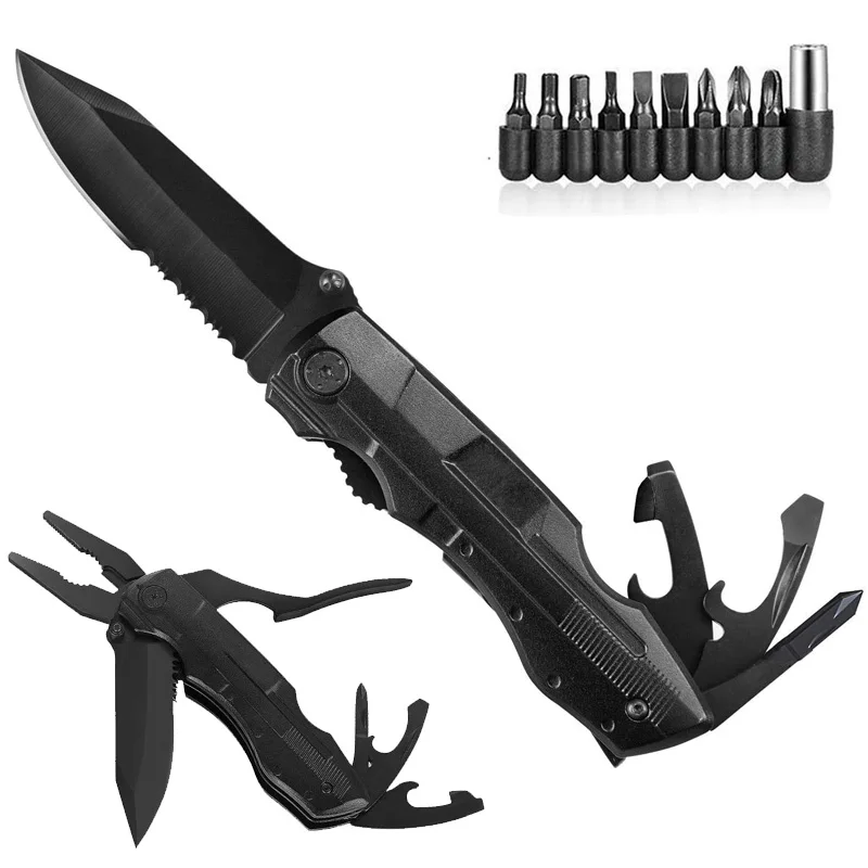 

Tactical Knife Multi Tool pocket Folding Knife with Pliers Bottle Opener Screwdrivers Great For Survival Camping Hiking Hunting