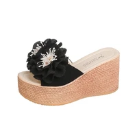 high heels thick soled women slippers sandals soft eva fashion summer shoes herringbone flower shoes