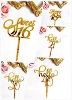 new gold acrylic happy birthday cake topper sweet16 20th 30th 40th special age birthday party decoration supplies