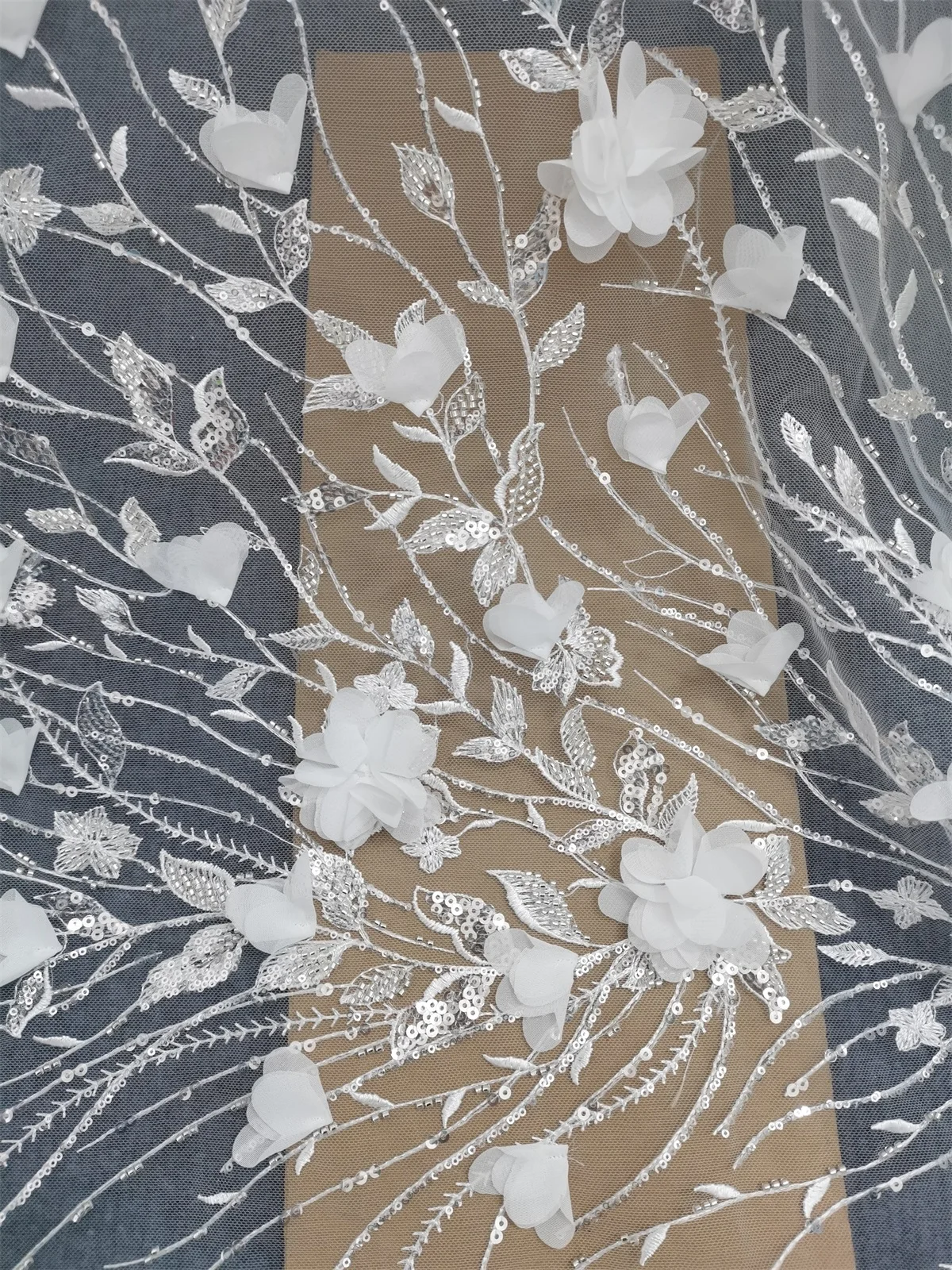 Белоснежная 3d цветочная кружевная ткань свадебное платье роскошная африканская