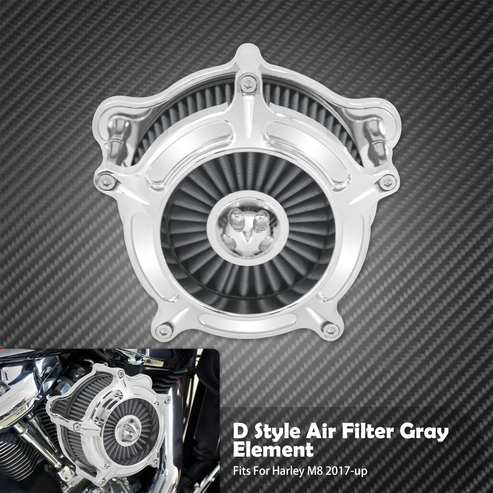 

Воздушный фильтр мотоцикла, серый элемент, хромированный воздухоочиститель для Harley Touring Electra Road Glide FLHR Sportster XL Dyna Softail FLFB