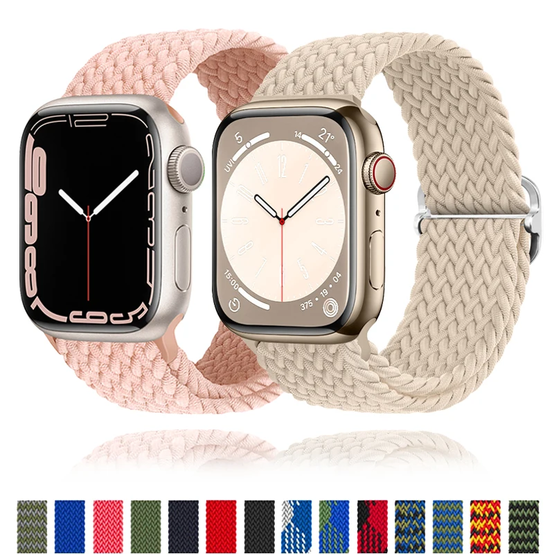 

Ремешок соло Плетеный для Apple Watch Band 44 мм 45 мм Ultra 49 мм 41 мм 42 мм 40 мм 38 мм, браслет для IWatch Series 8 7 3 4 SE 6