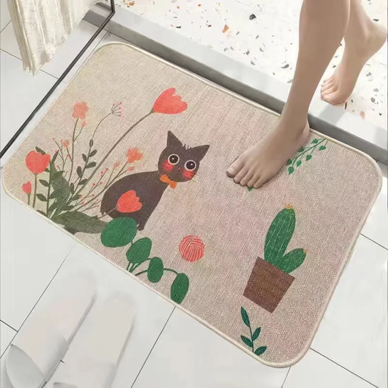 

Cartoon Cat Carpets For Home Living Room Bedroom Floor Area Rug Kitchen Hallway Bathroom Non-Slip Carpet Absorbent Entry Doormat