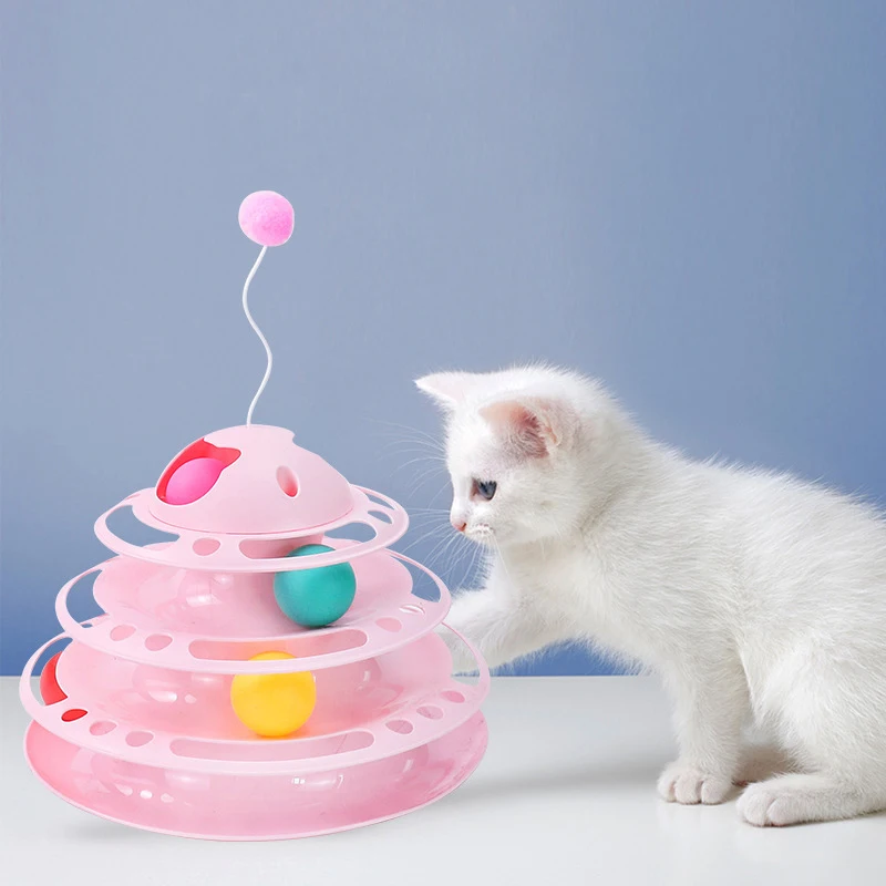 

4 Levels Cat Toy Tower Tracks Cat Toys Interactive Cat Intelligence Training Amusement Plate Cat Tower Pet Products Cat Tunnel