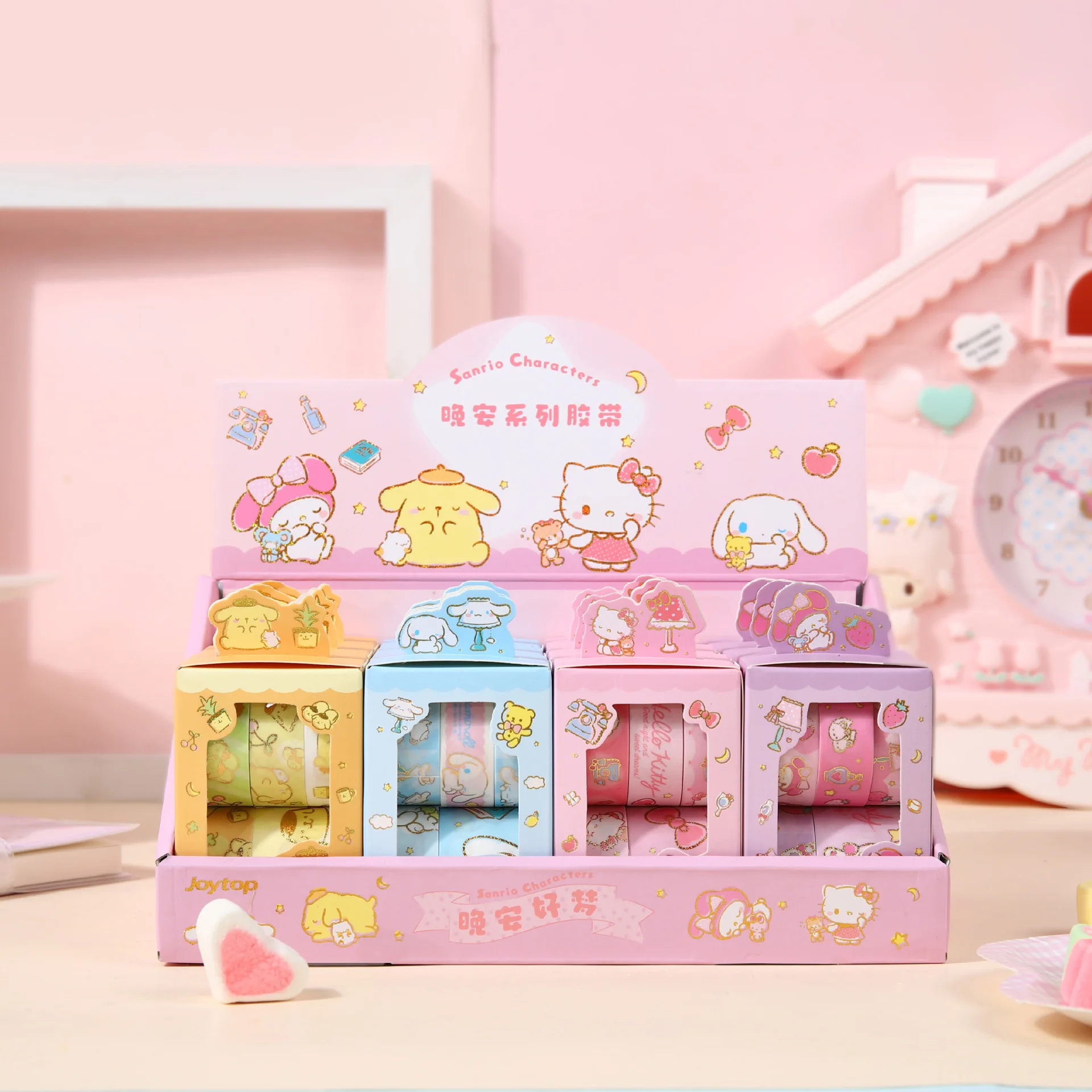 

Новинка Sanrio котенок Мелодия Милая мультяшная Бронзирующая и бумажная ручная сшивка DIY лента 6 рулонов портативная коробка