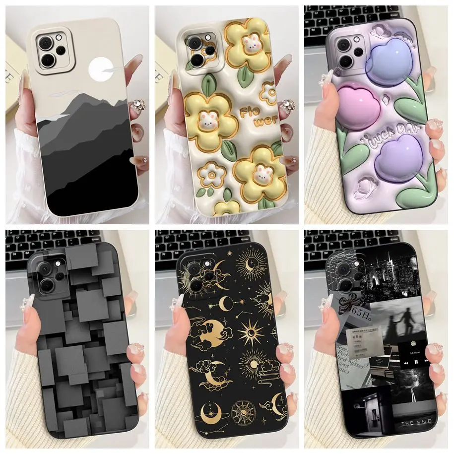 Чехол для Huawei nova Y61 популярный квадратный силиконовый мягкий чехол с цветочным