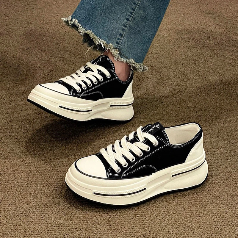 2023 New Spring and Autumn student movement Shoes Women's 5cm thick soled canvas shoes High quality girls' casual sports shoes