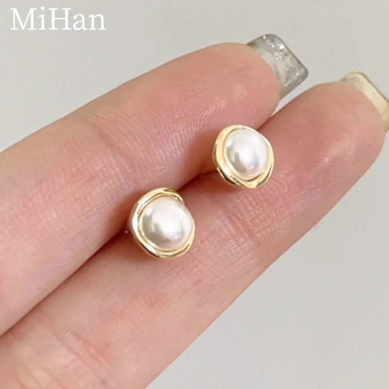 

MiHan Modern Jewelry 925 Silver Needle Simulated Pearl Earring Simply Design Popular Metal Earrings For Women Female Gifts