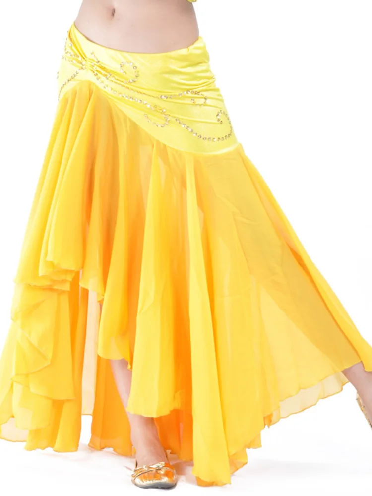 Костюм для танца живота однотонный юбка Восточная Арабская женская с блестками