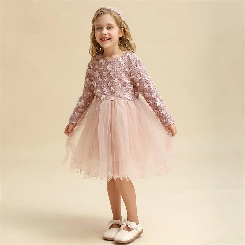 

Spring Summer Little Girl Dress Flower Princess Wedding Party Ball Dress Children Clothing Elegant Birthday Vestidos Cute Dress