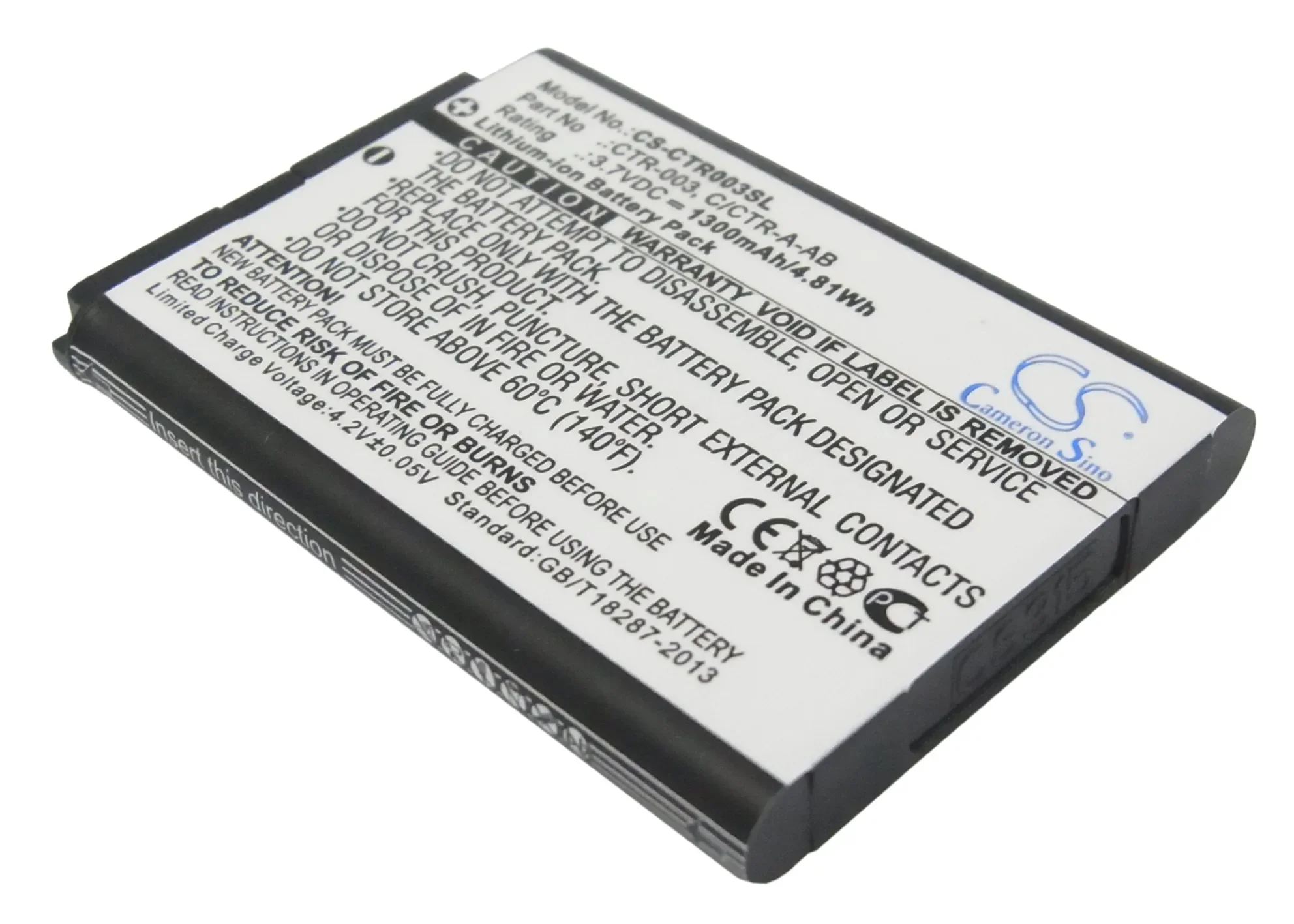 Фото Аккумулятор для игровой консоли Nintendo:C/CTR-A-AB,CTR-003,3DS,CTR-001,MIN-CTR-001,2DS XL,JAN-001,Switch Pro Controller,1300 мАч/4,81 Втч №3