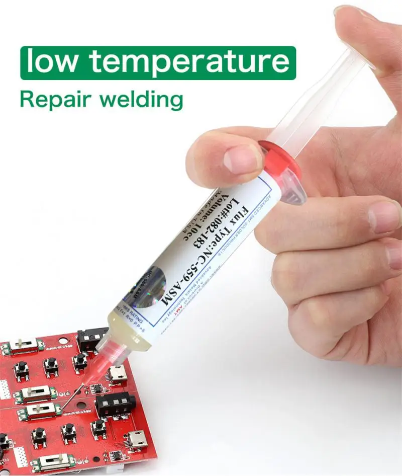 

NC-559-ASM PCB BGA No-Clean Solder Paste Welding Advanced Oil Flux Grease 10cc Soldering Repair Tools + Needles Rework Tools