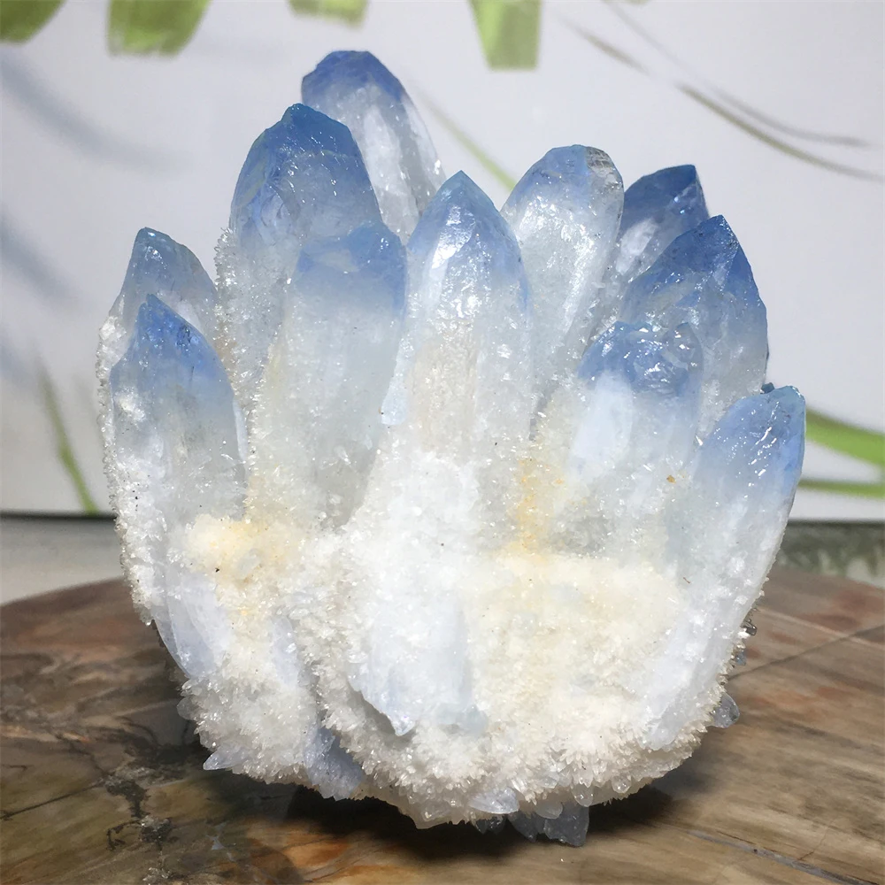 

Natural Gem Ghost Phantom Crystal Cluster Quartz Specimen Energy Healing Blue Mineral Stone Sample Ornament For Home Decoration