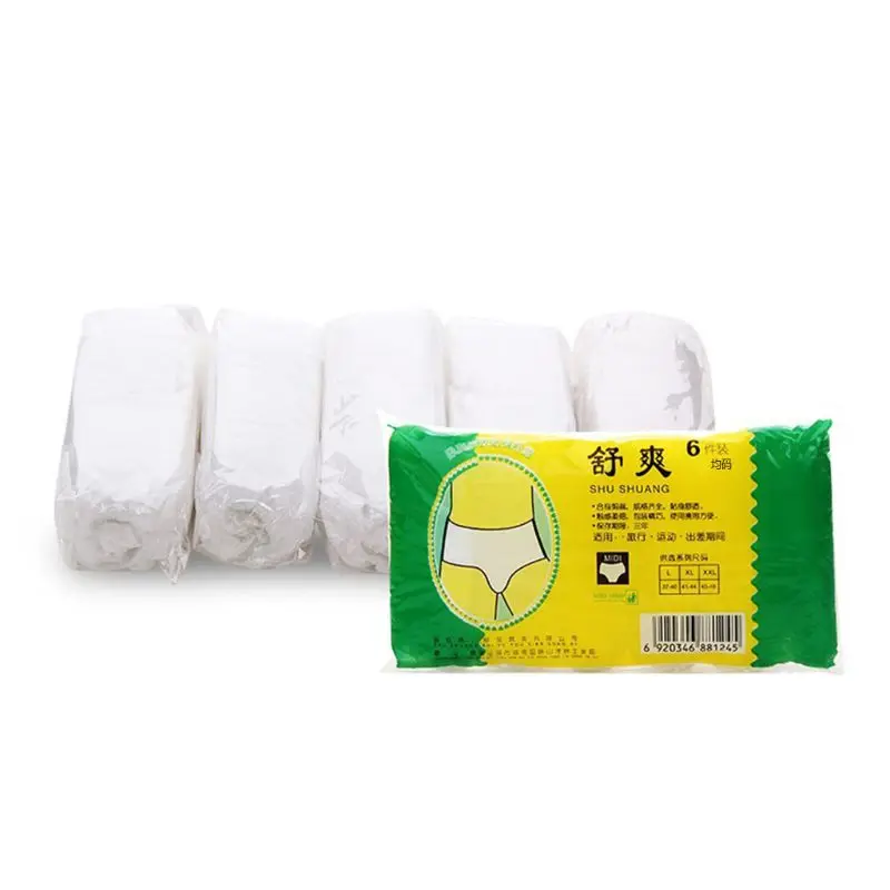 6Pcs/Set Travel Portable Disposable Non Woven Paper Briefs Panties Underwear White Regular Emergency Underpants for Women Men - купить по