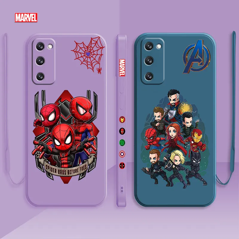 

Cartoon Marvel SpiderMan Avengers Heros For Samsung Galaxy S22 S21 S20 FE Ultra S10 S9 S8 Plus S10e Note 20 10 Lite Liquid Case