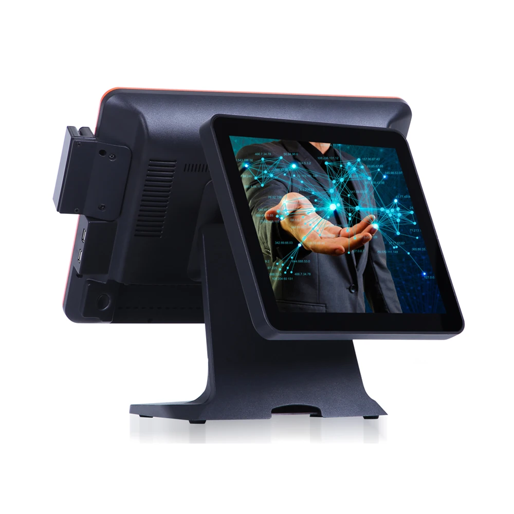 

15 Inch Table Pos System Restaurant Touch Screen Point Of Sale 360 Degree Rotating 2nd Customer Display