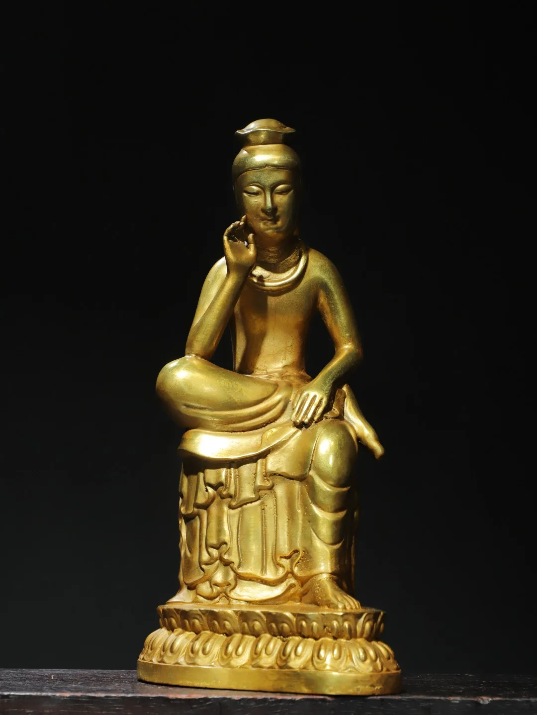 12-дюймовая коллекция тибетского храма старая бронза позолоченная киноварь метод