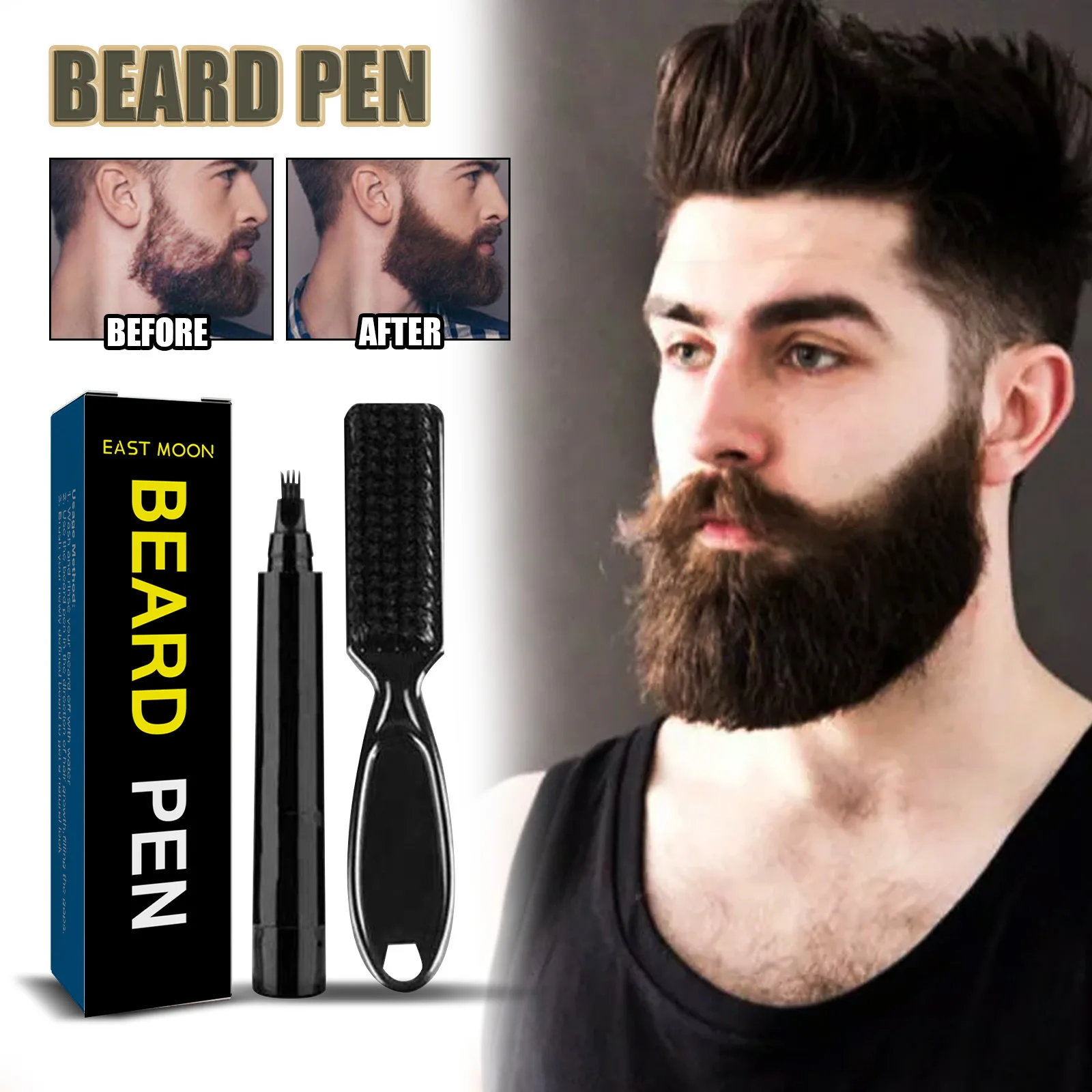 

Waterproof Beard Pen Beard Filler Pencil And Brush Beard Enhancer Lasting Repair Moustache Coloring Shaping Tools Hair Pencil