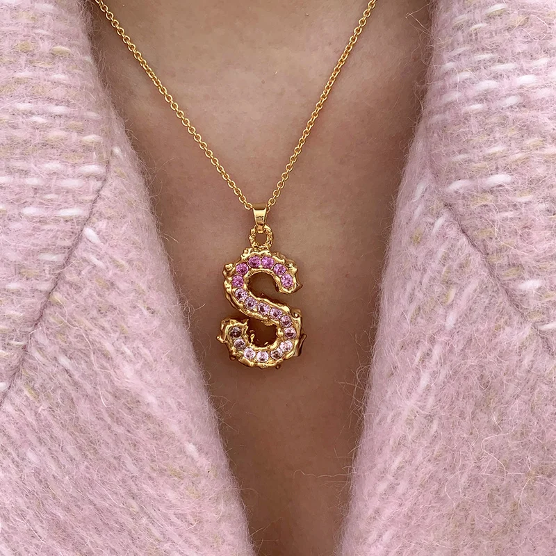 

Timeless Wonder Fancy Zirconia Letter Charm Choker Necklace for Women Jewelry Punk Ins Designer Party Kpop Goth Mix Initial 1432