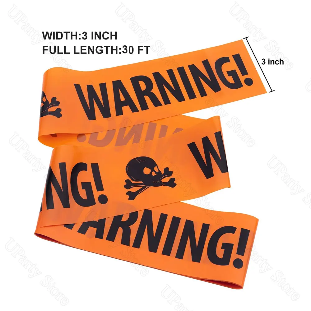 Предупреждающая лента для Хэллоуина 30 футов желтая оранжевая с зомби летучими