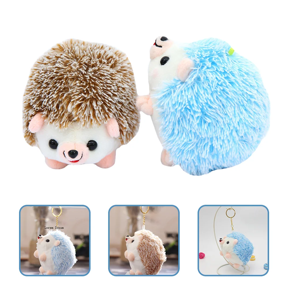 

2Pcs Plush Key Chain Pendant Stuffed Animal Hedgehog Keyring Charm Bag Decor