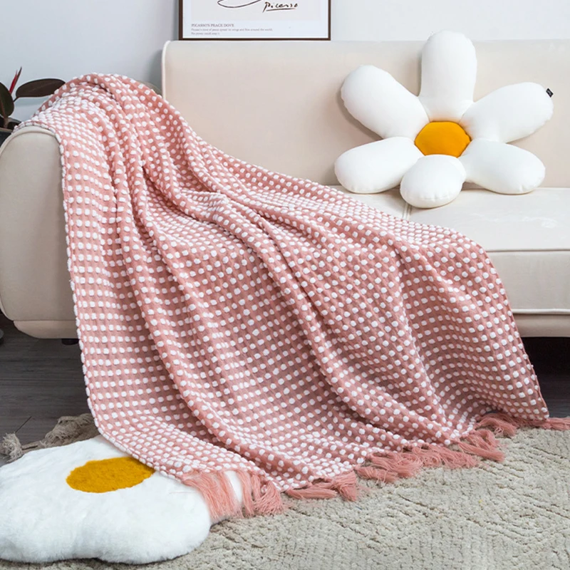 

Sofa Towel Soft Blanket Camping Picnic Mat Travel Throw Blankets with Tassel Knitted Air Conditioning Towels Bed Plaid Tapestry