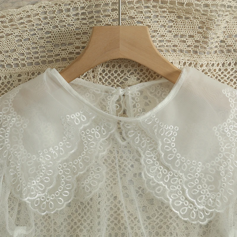 Блузка женская прозрачная из шифона с круглым вырезом Милая Тонкая сетчатая