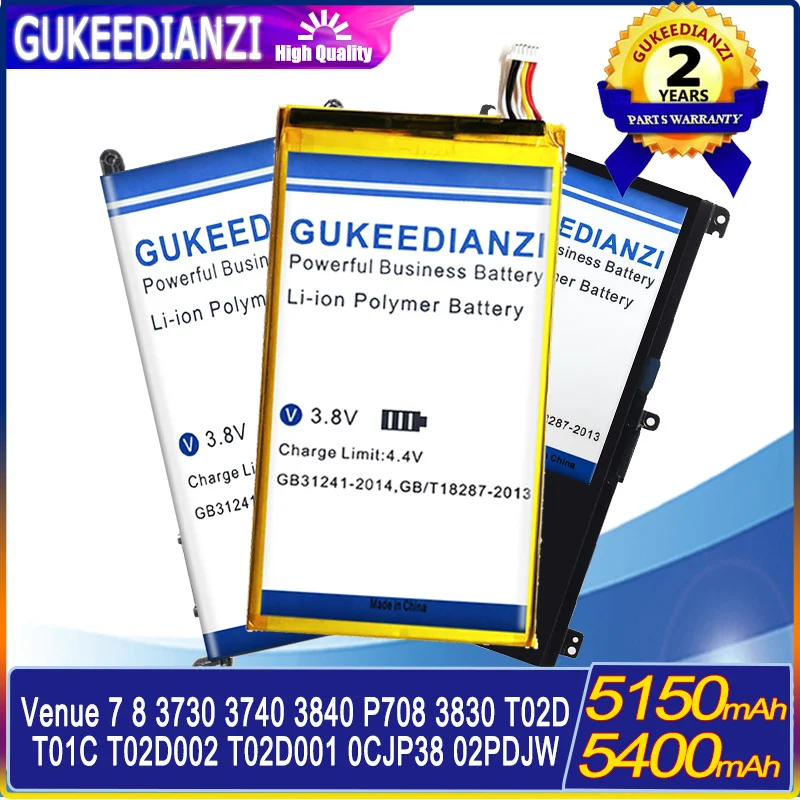 

Аккумулятор 5150 мАч-5400 мАч P708 P706T для Dell Venue 7 3740 3730/Venue 8 3840 3830 T02D T01C T02D002 T02D001 0CJP38 02PDJW