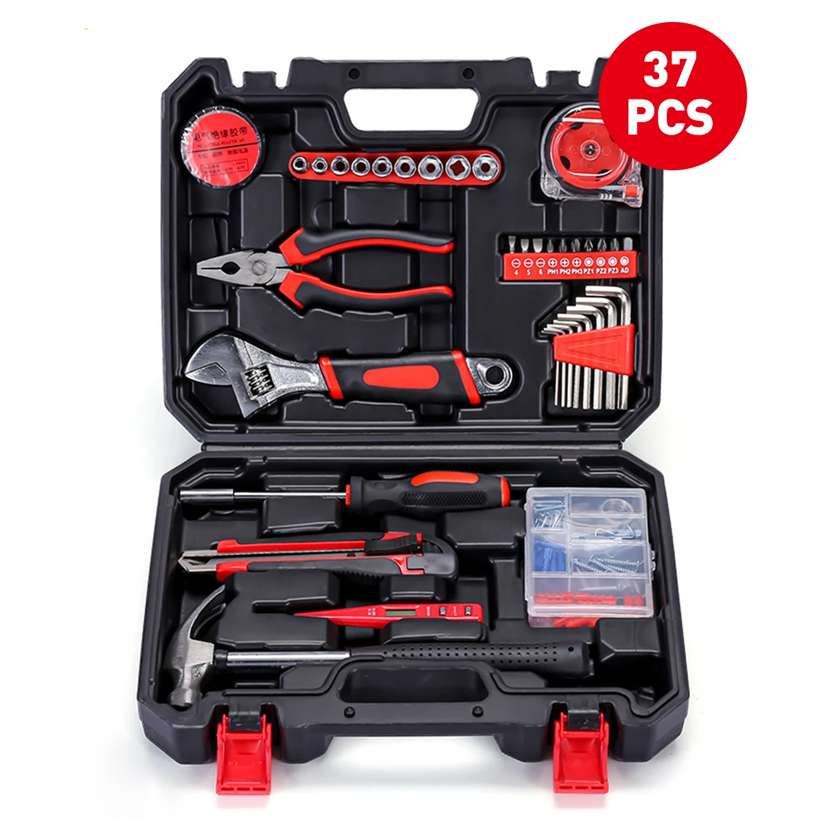 Wholesale 37Pcs In Box Package Manual Professional Household Repair Tool Set Multi-function Combination Hand Tools Kit Home Use