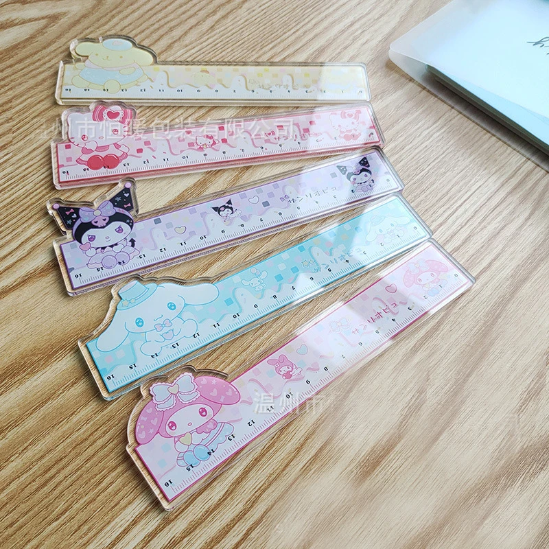 

Милая линейка Sanrios Hello Kittys Cinnamorol Mymelody Милая линейка для рисования измерительная линейка для девушек в виде сердца