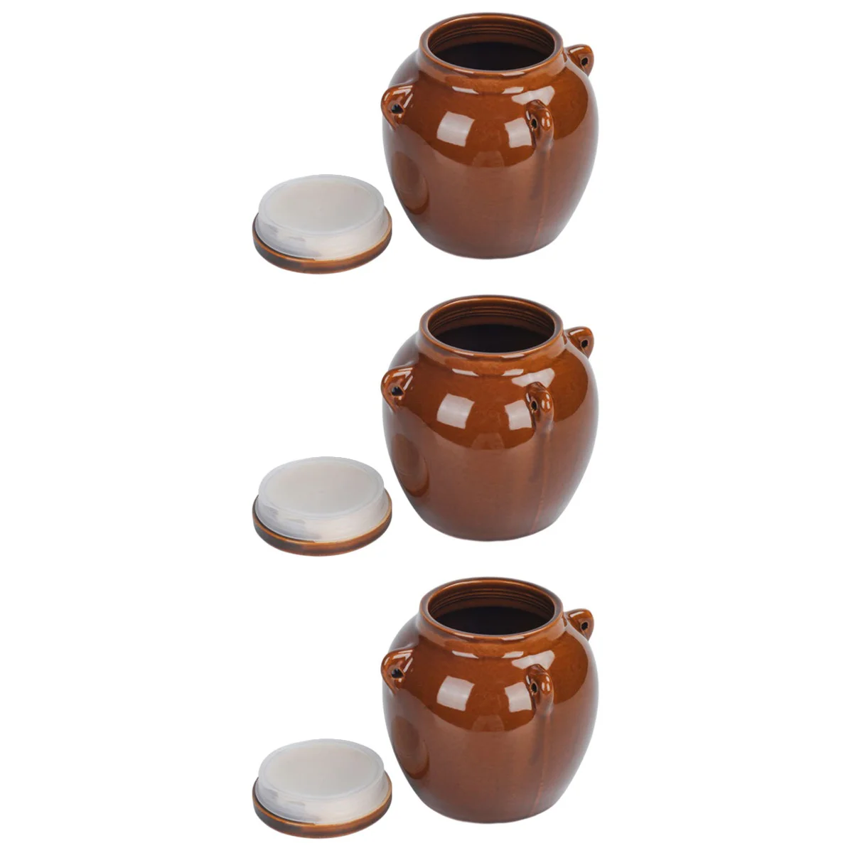 

3pcs Ceramic Pickle Jar Sealed Honey Jar Dried Container Storage Jar for Kitchen
