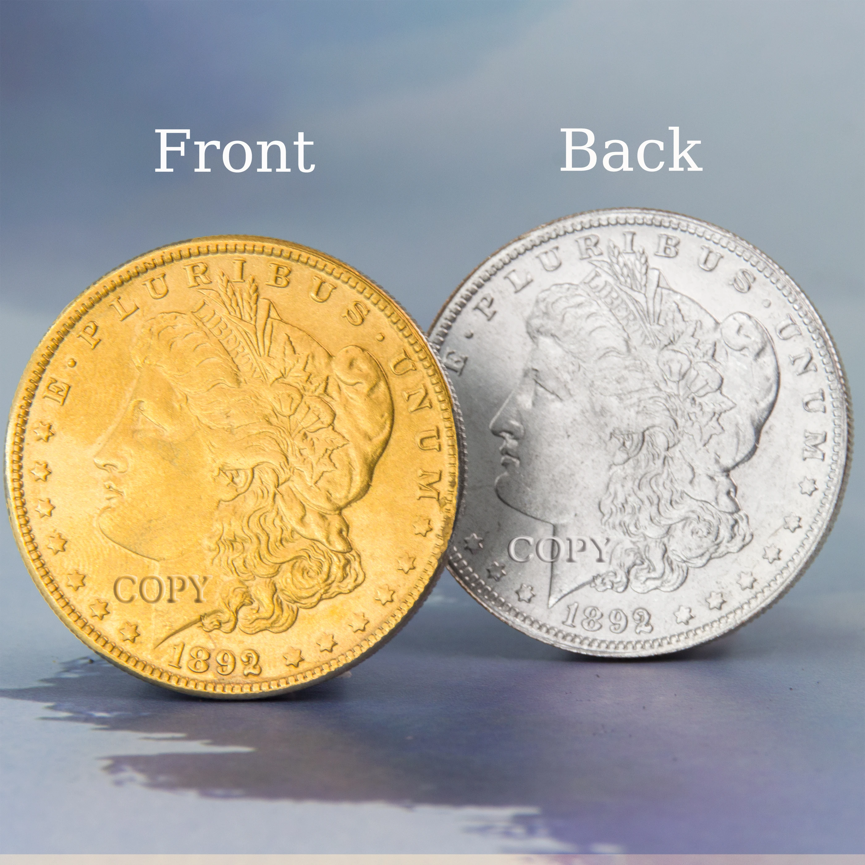 Коллекционная монета 1892 двойной цвет яркая серебристая и желтая редкая поделка