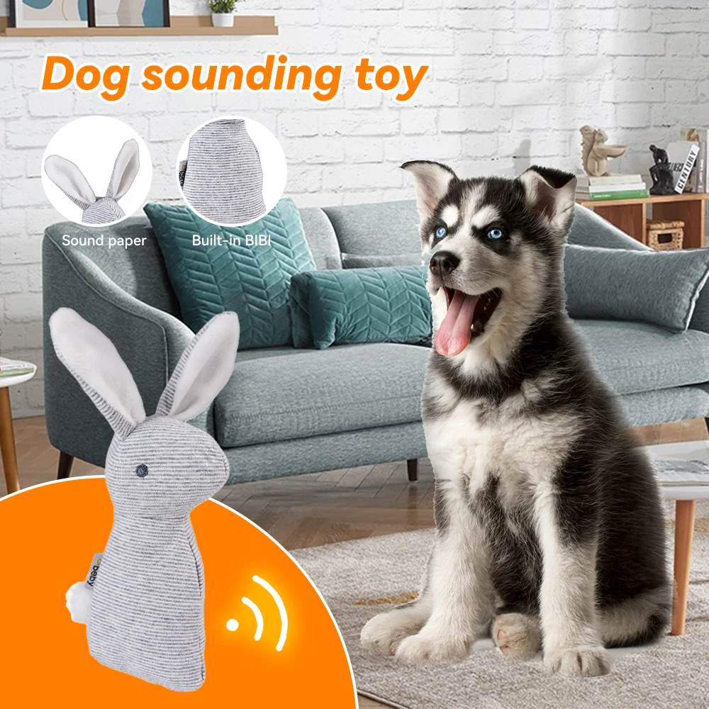 

Dog Vocal Toy Rabbit Shape with Bells and BB Call Accessories Fabric Toy Toy Durable Release Stress Soft EIG88