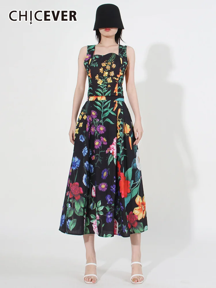 

Женский винтажный комплект из двух предметов CHICEVER, топ-Туника без рукавов с квадратным воротником и высокой талией