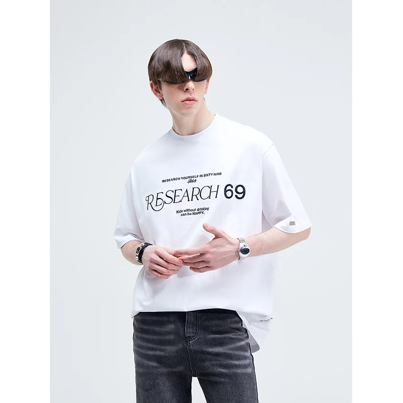 

Letter Embroidery Cotton T-shirt Men Hip-hop Streetwear Cleanfit T-shirt Harajuku Oversized T Shirt O-Neck Tops Tees R69