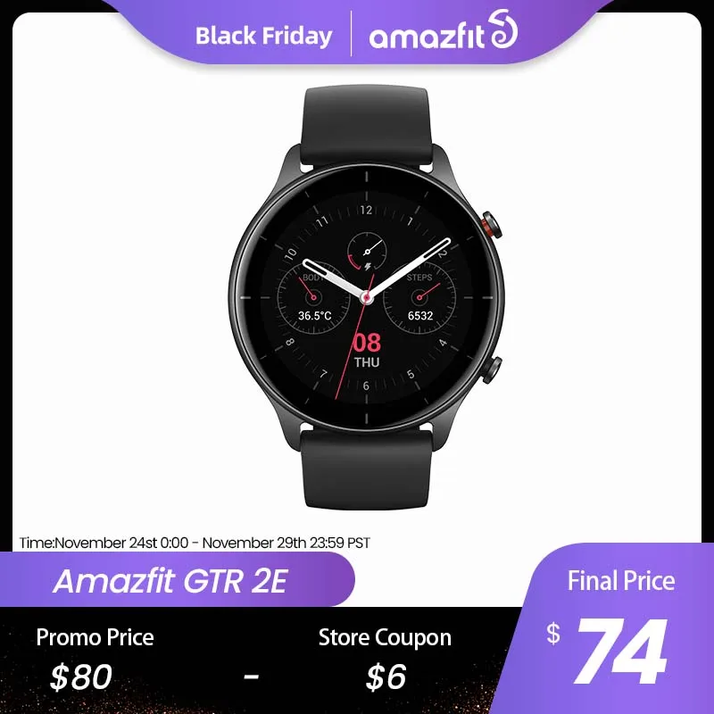 [Ship From Poland] Amazfit GTR 2e Smartwatch 2.5 D Glass 90 Sports Modes Alexa Built-in 5 ATM Smart Watch for Andrioid IOS