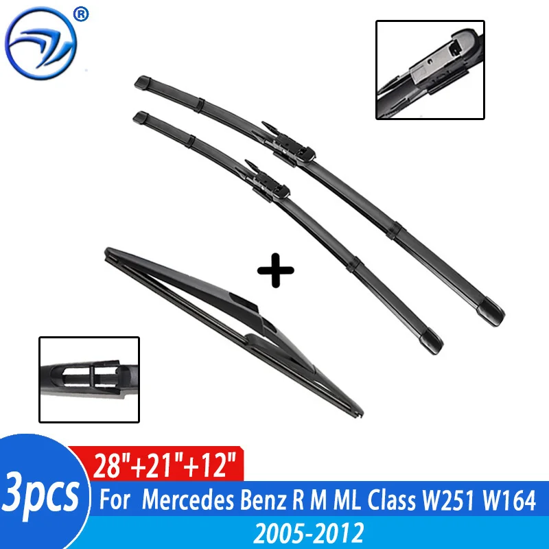 

Комплект передних и задних щеток стеклоочистителя для Mercedes Benz R M ML Class W251 W164, лобовое стекло 28 "+ 21" + 12"